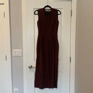 Floor length burgundy dress